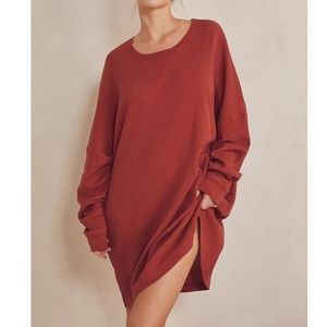 Free People Intimately Early Night Thermal Waffle Pullover Spiced Brandy SMALL